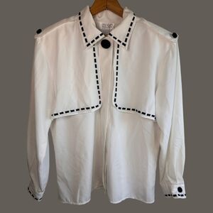 Vintage Tess Large Stitch Button Front Blouse